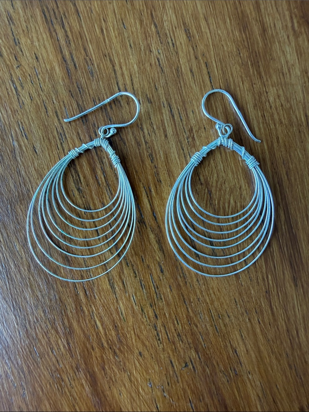 Silver Multi-Hoop Teardrop Wire Earrings - Brand